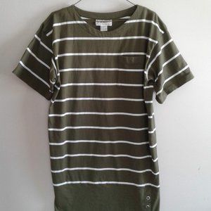 S ROBERTS  Green and White  Striped Summer Dress Size M